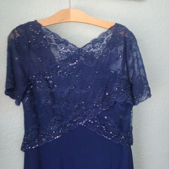 Talbots silk evening beaded sequined maxi mother of the bride dress - Picture 2 of 14